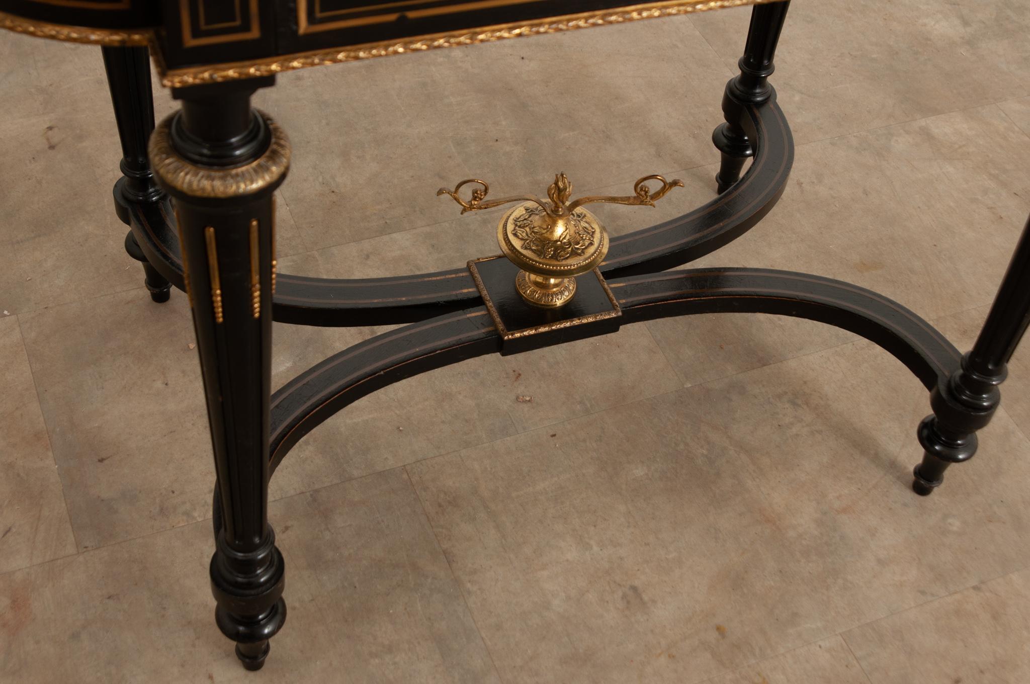 French Louis XVI Style Inlay & Ebonized Game Table In Good Condition For Sale In Baton Rouge, LA