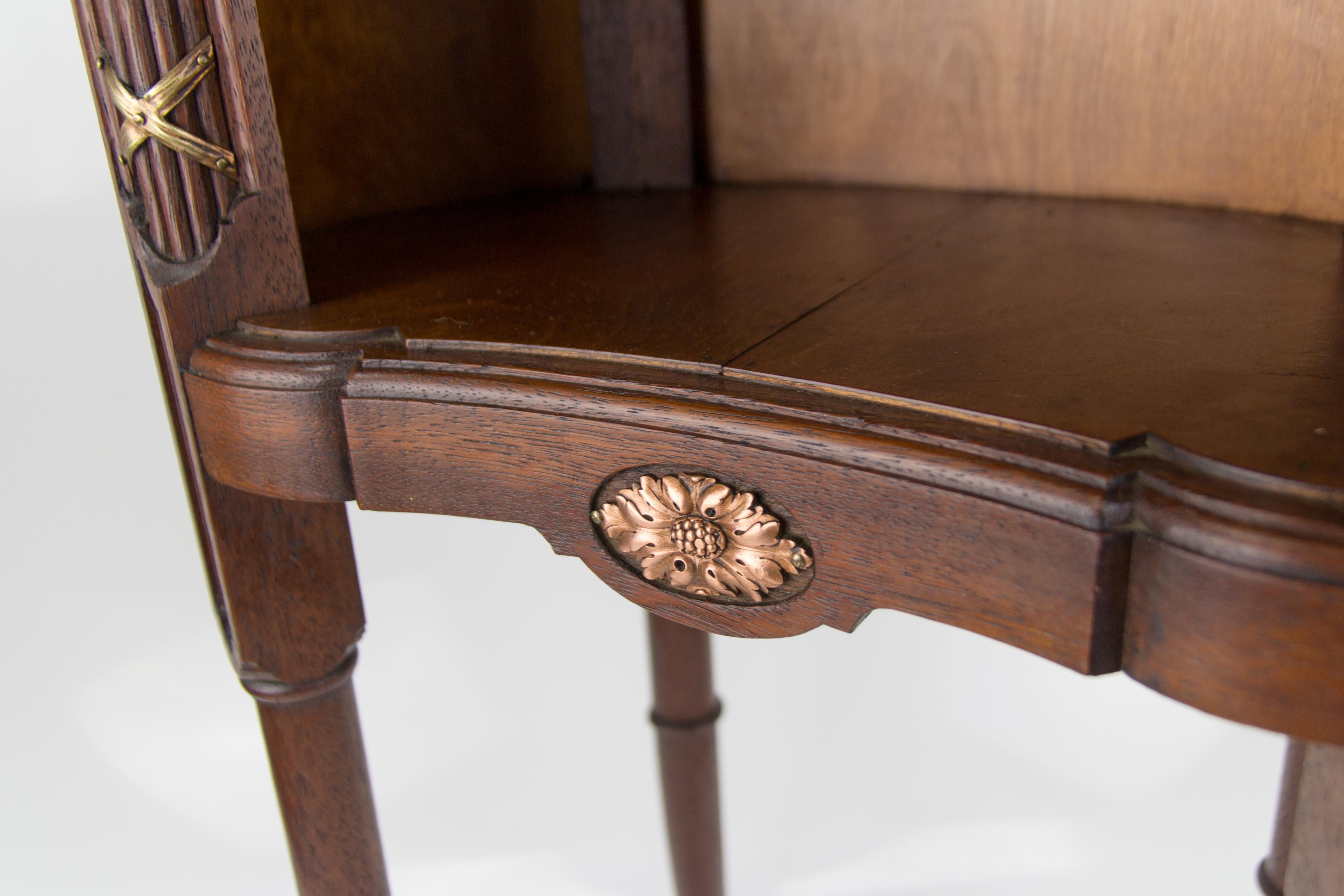 French Louis XVI Style Kidney Shaped Nightstand with Marble Top and Brass Mounts For Sale 11