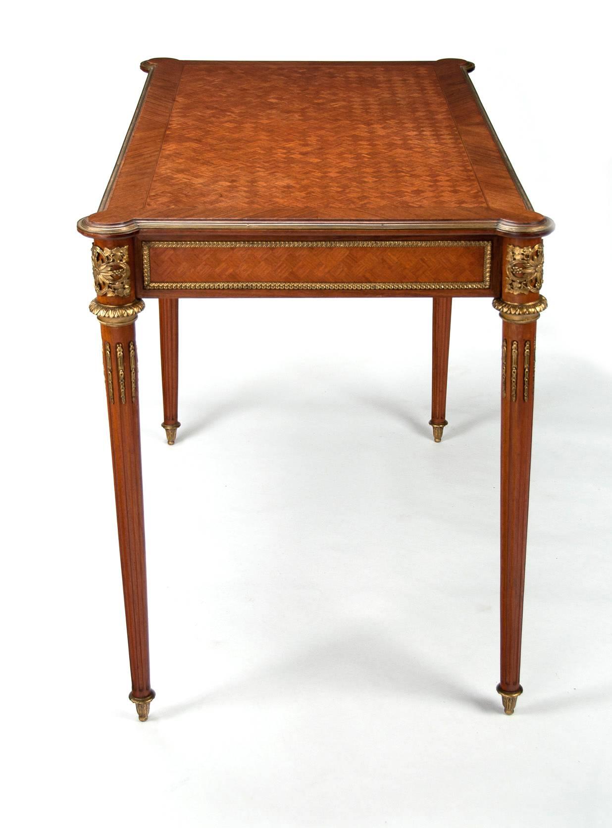 French Louis XVI Style Kingwood Parquetry & Ormolu Mounted Writing Table 6
