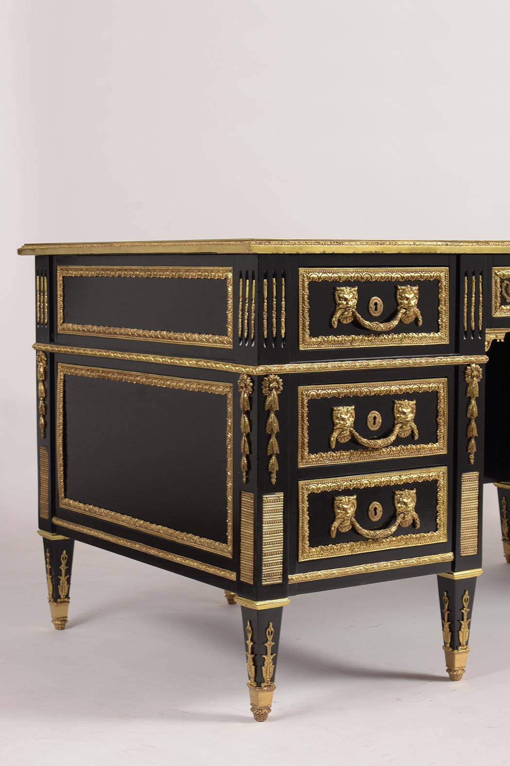 French Louis XVI Style Leather Top Desk 5