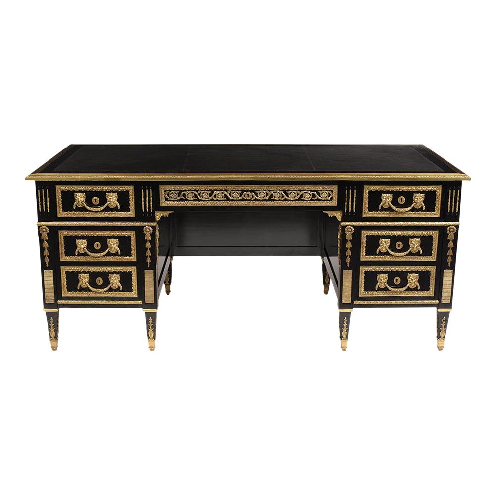 French Louis XVI Style Leather Top Desk