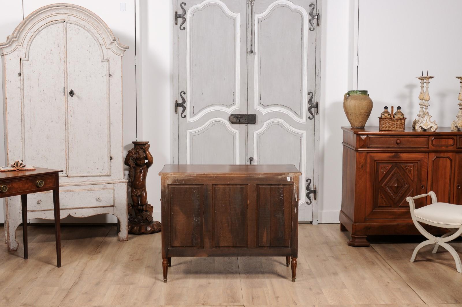 French Louis XVI Style Light Walnut Commode with Three Drawers and Fluted Motifs For Sale 4