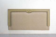 French Louis XVI Style Linen Head Board Made from a  Early 20th Century Wood Bed