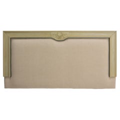 French Louis XVI Style Linen Head Board Made from a  Early 20th Century Wood Bed