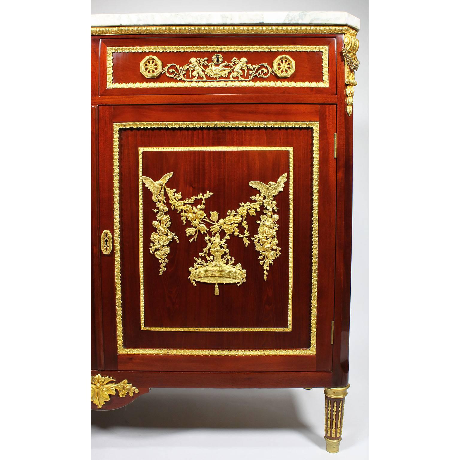 20th Century French Louis XVI Style Mahogany & Gilt-Bronze Mounted Server Commode For Sale