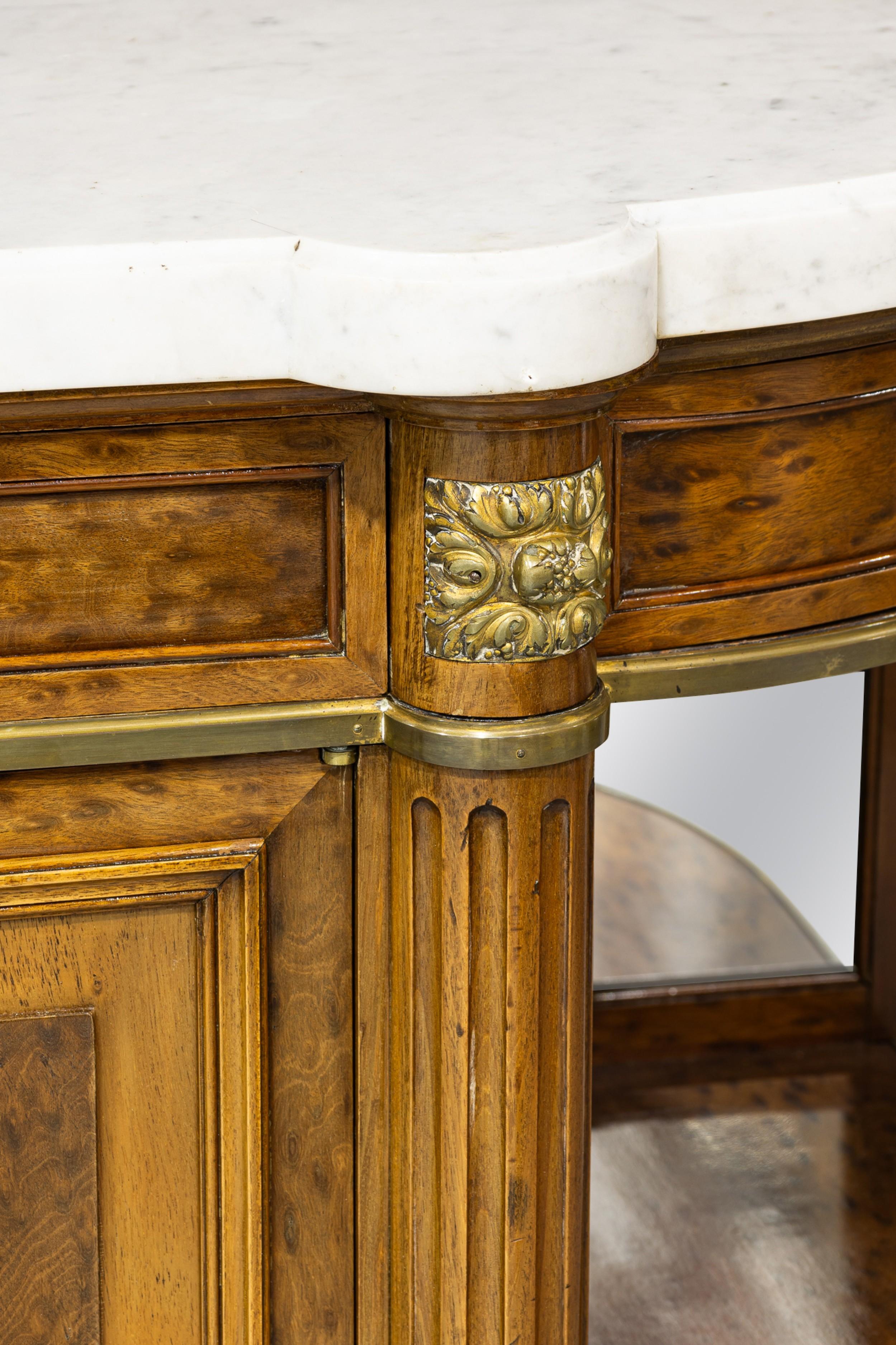 Calco French Louis XVI Style Mahogany and Brass Server Cabinet in vendita