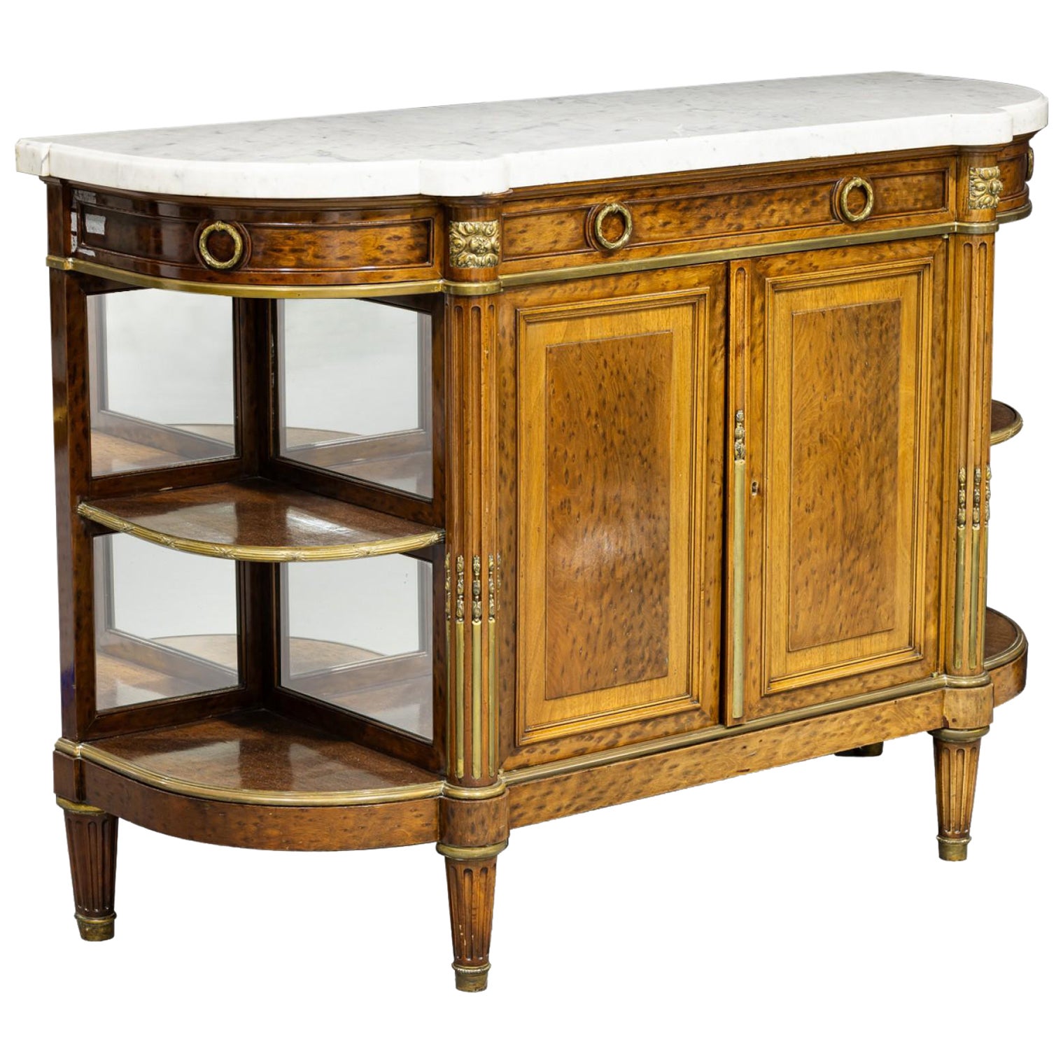 French Louis XVI Style Mahogany and Brass Server Cabinet