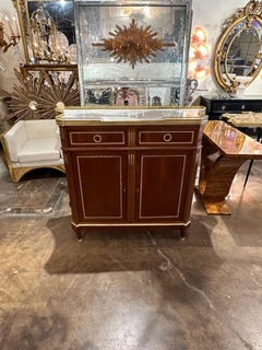 French Louis XVI Style Mahogany and Brass Trim Server After Jansen