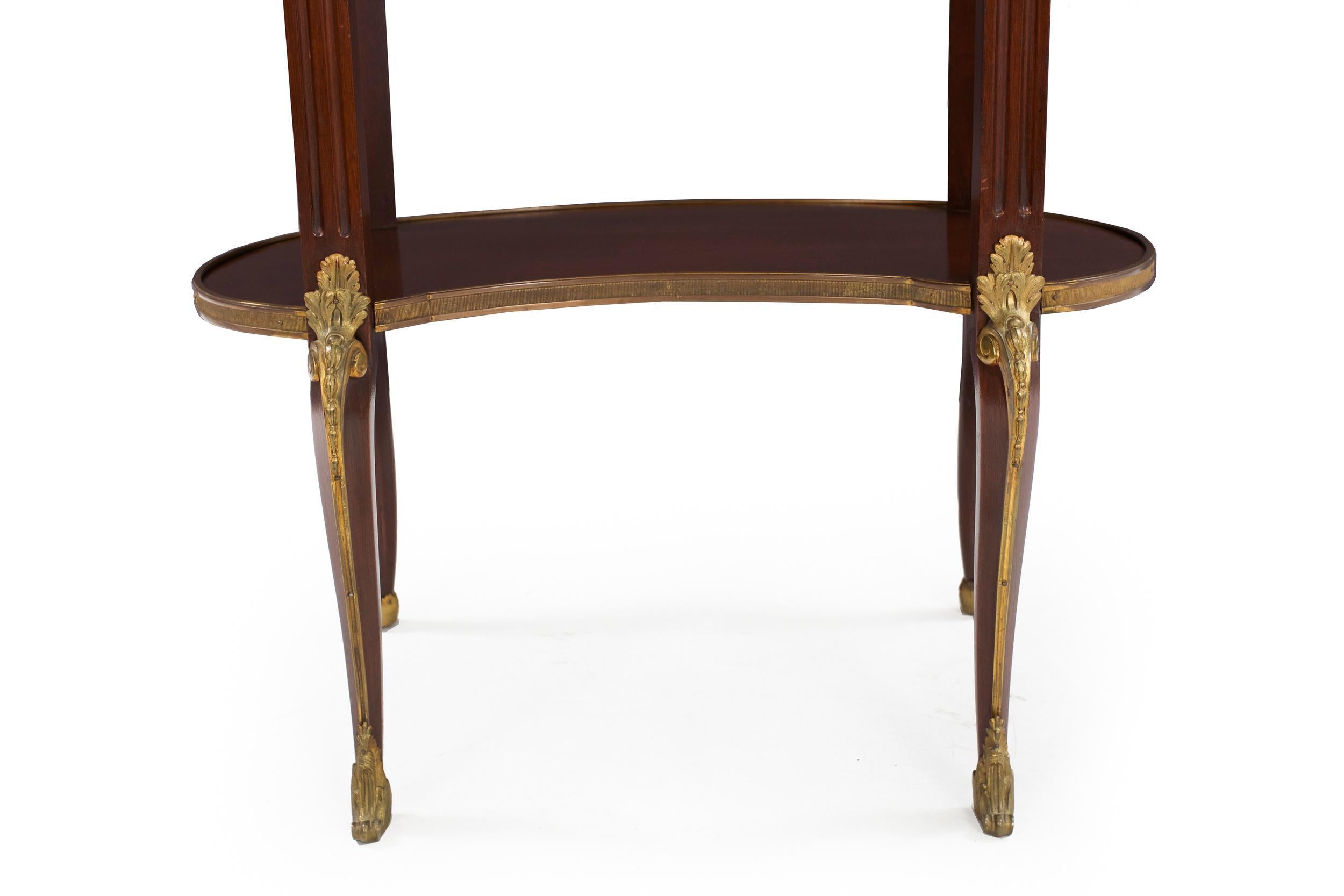 French Louis XVI Style Mahogany and Bronze Kidney-Form Accent Table 6