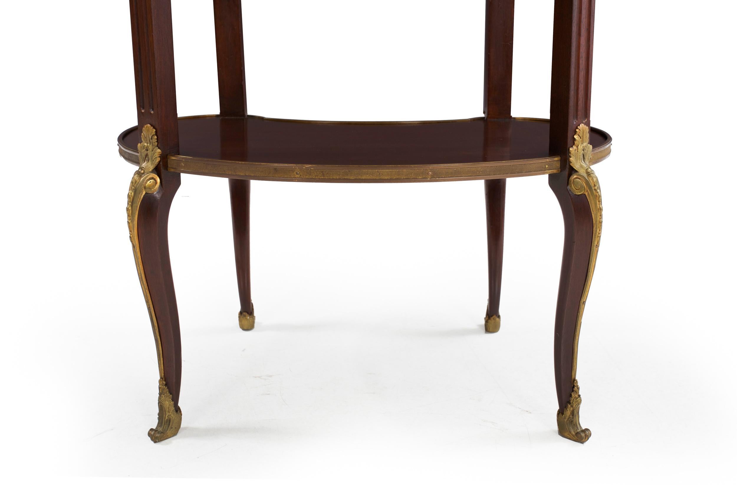 French Louis XVI Style Mahogany and Bronze Kidney-Form Accent Table 7