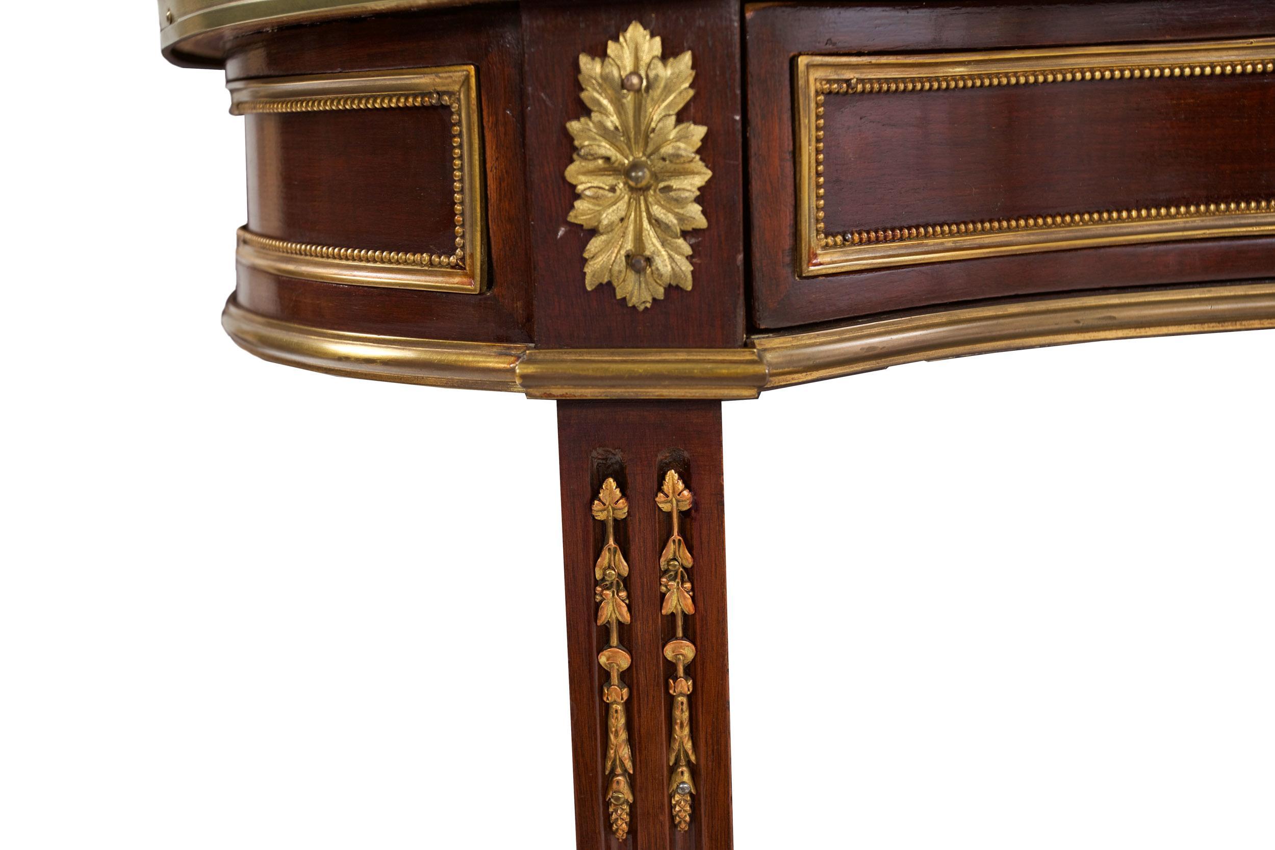 French Louis XVI Style Mahogany and Bronze Kidney-Form Accent Table 13