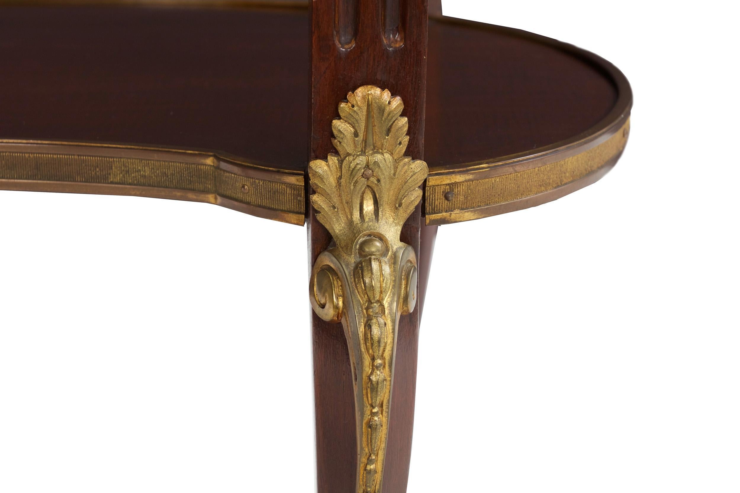 French Louis XVI Style Mahogany and Bronze Kidney-Form Accent Table 14