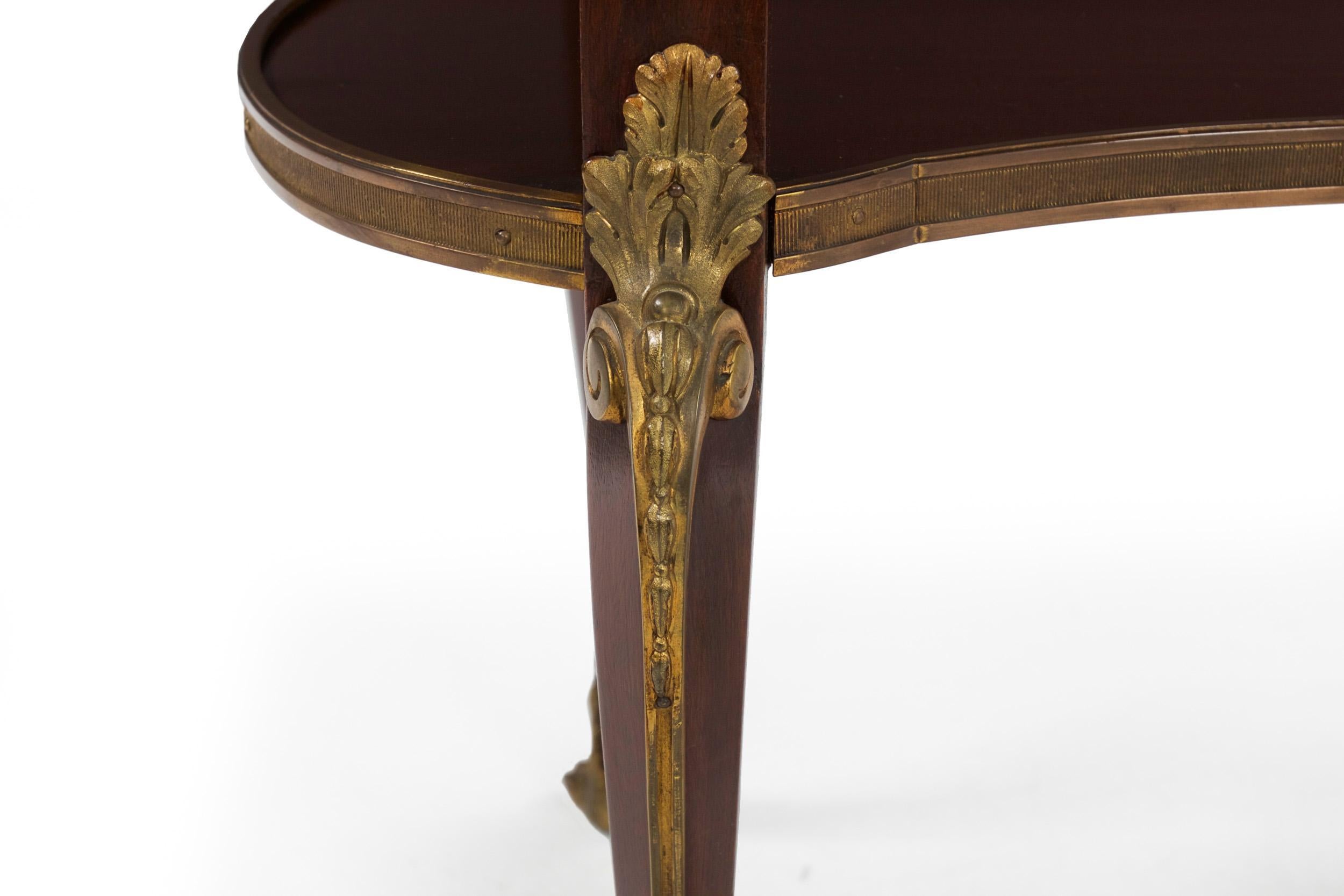 French Louis XVI Style Mahogany and Bronze Kidney-Form Accent Table 15