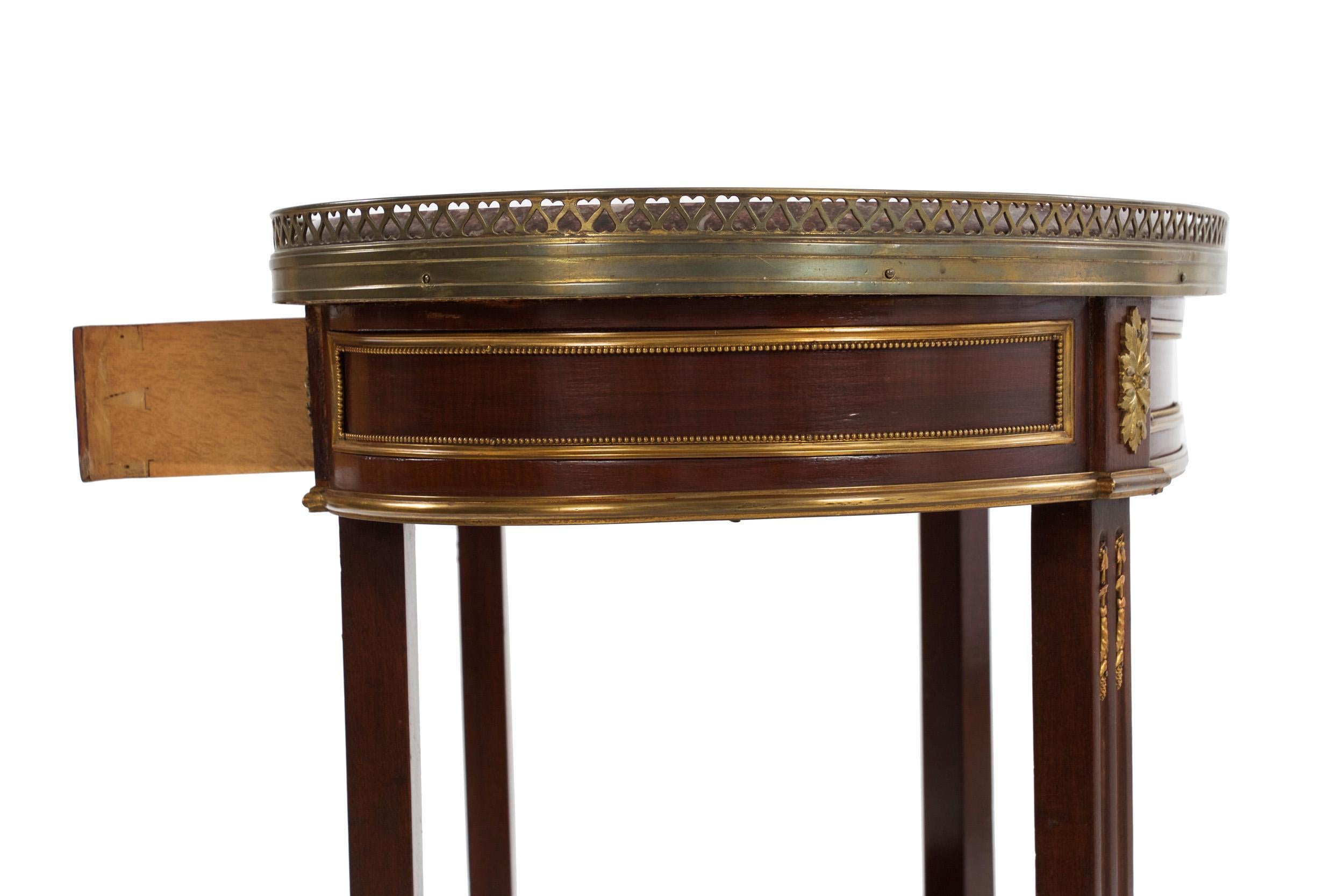 French Louis XVI Style Mahogany and Bronze Kidney-Form Accent Table 2
