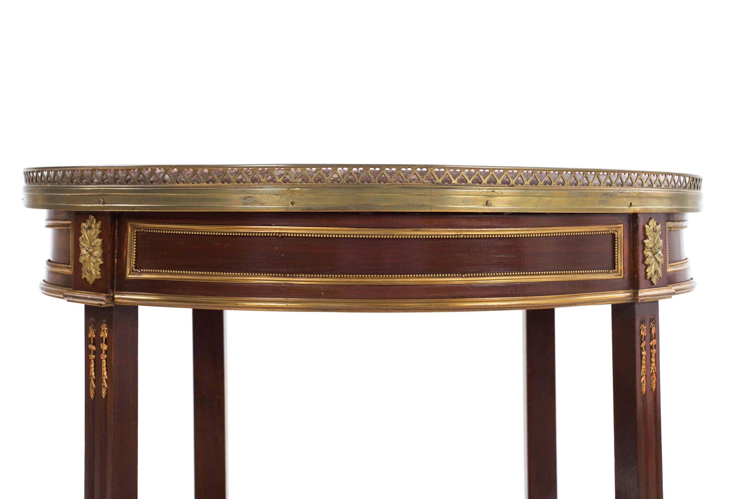 French Louis XVI Style Mahogany and Bronze Kidney-Form Accent Table 3