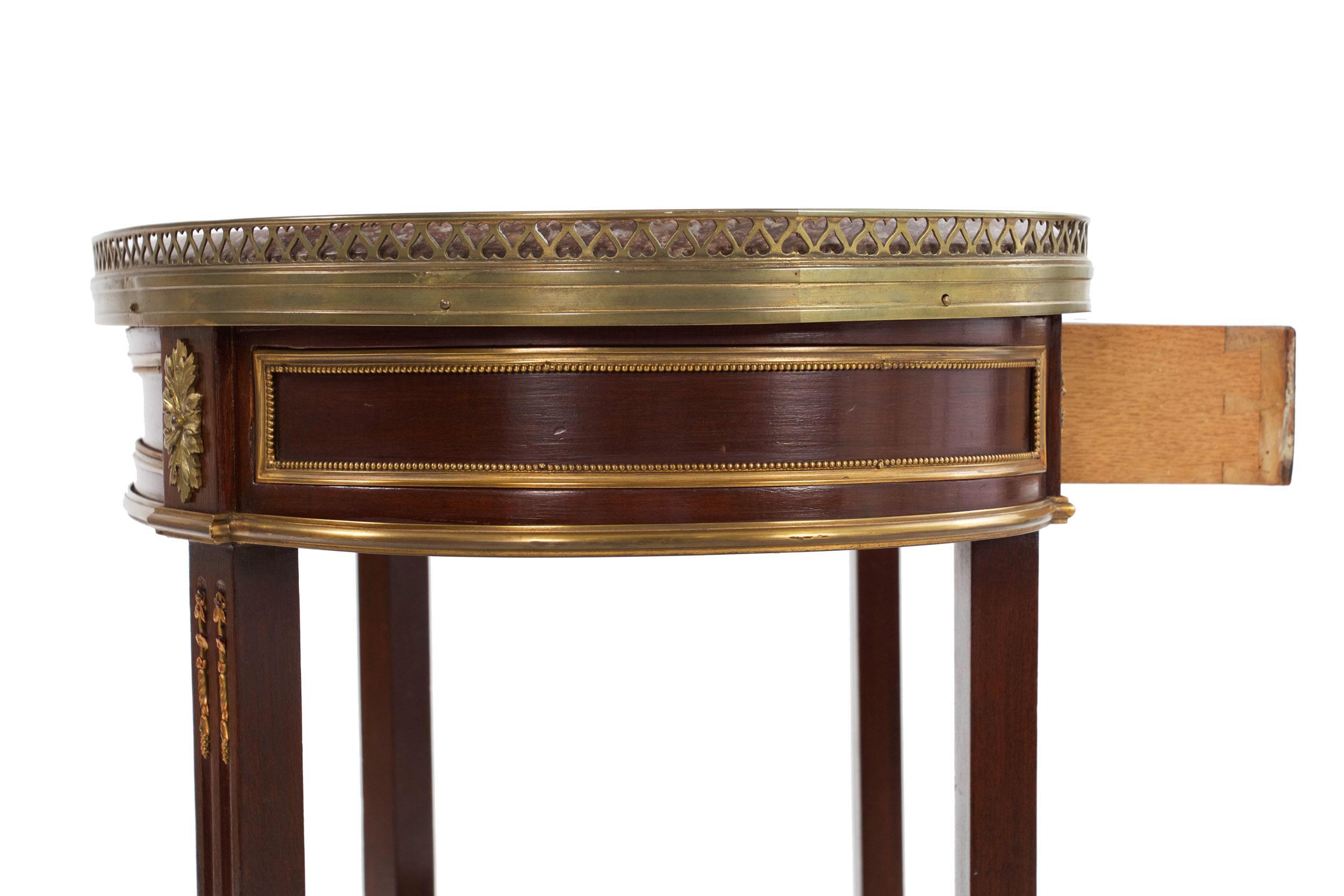 French Louis XVI Style Mahogany and Bronze Kidney-Form Accent Table 4