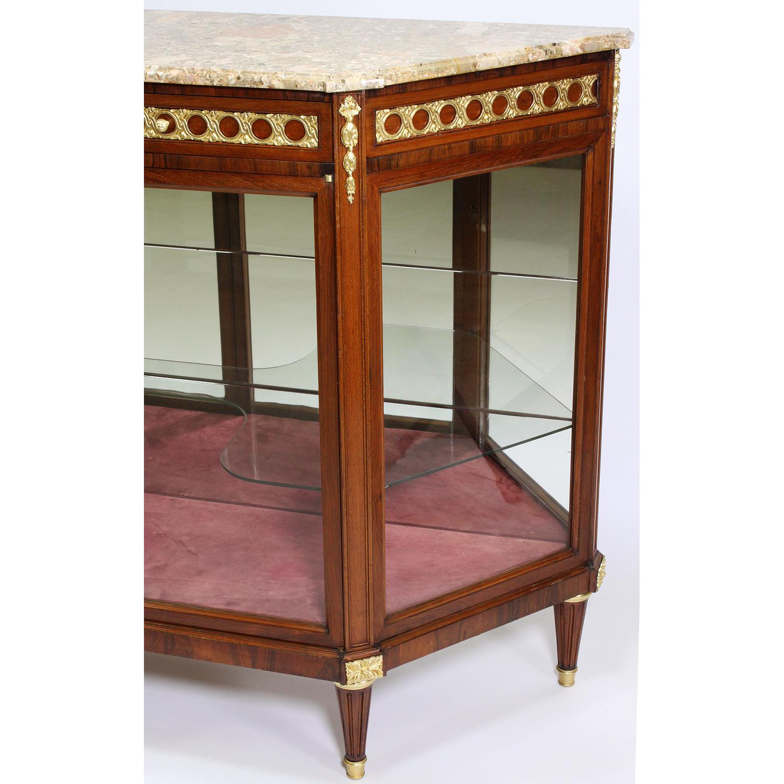 French Louis XVI Style Mahogany and Gilt-Bronze Mounted Sever Exhibition Vitrine For Sale 1