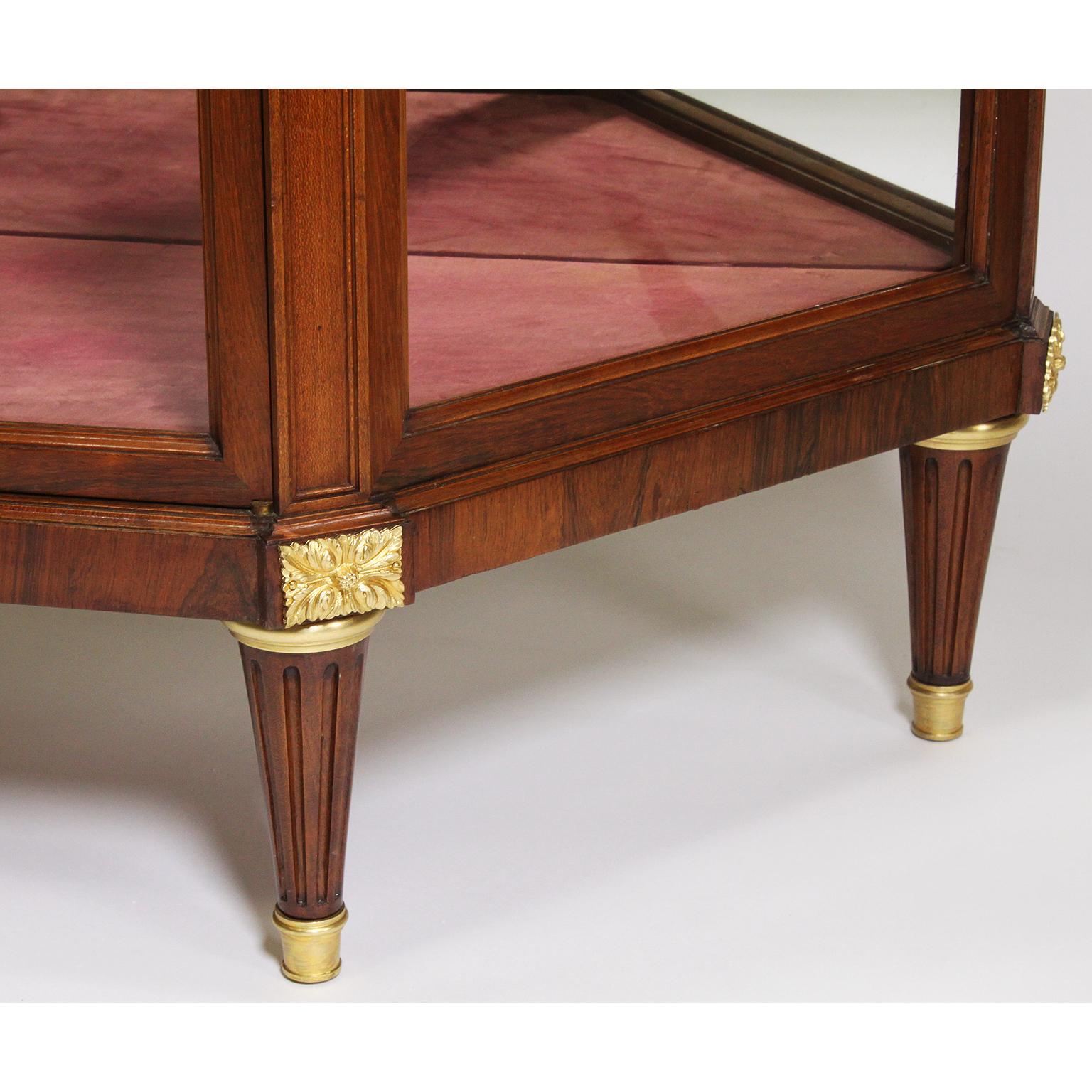 French Louis XVI Style Mahogany and Gilt-Bronze Mounted Sever Exhibition Vitrine For Sale 2