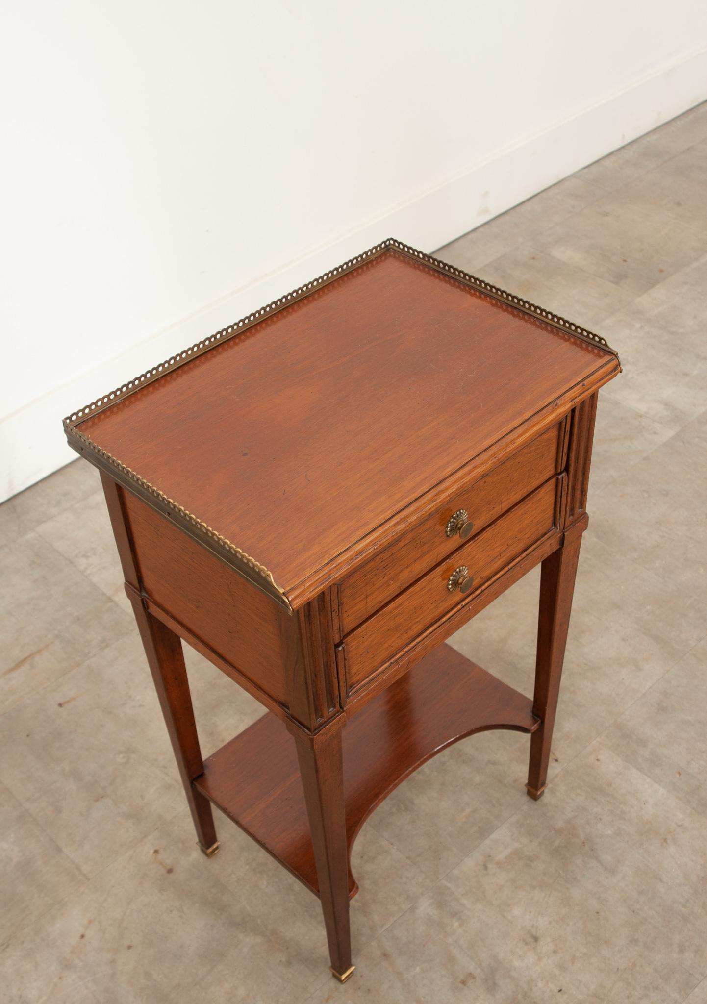 French Louis XVI Style Mahogany Bedside Table In Good Condition In Baton Rouge, LA