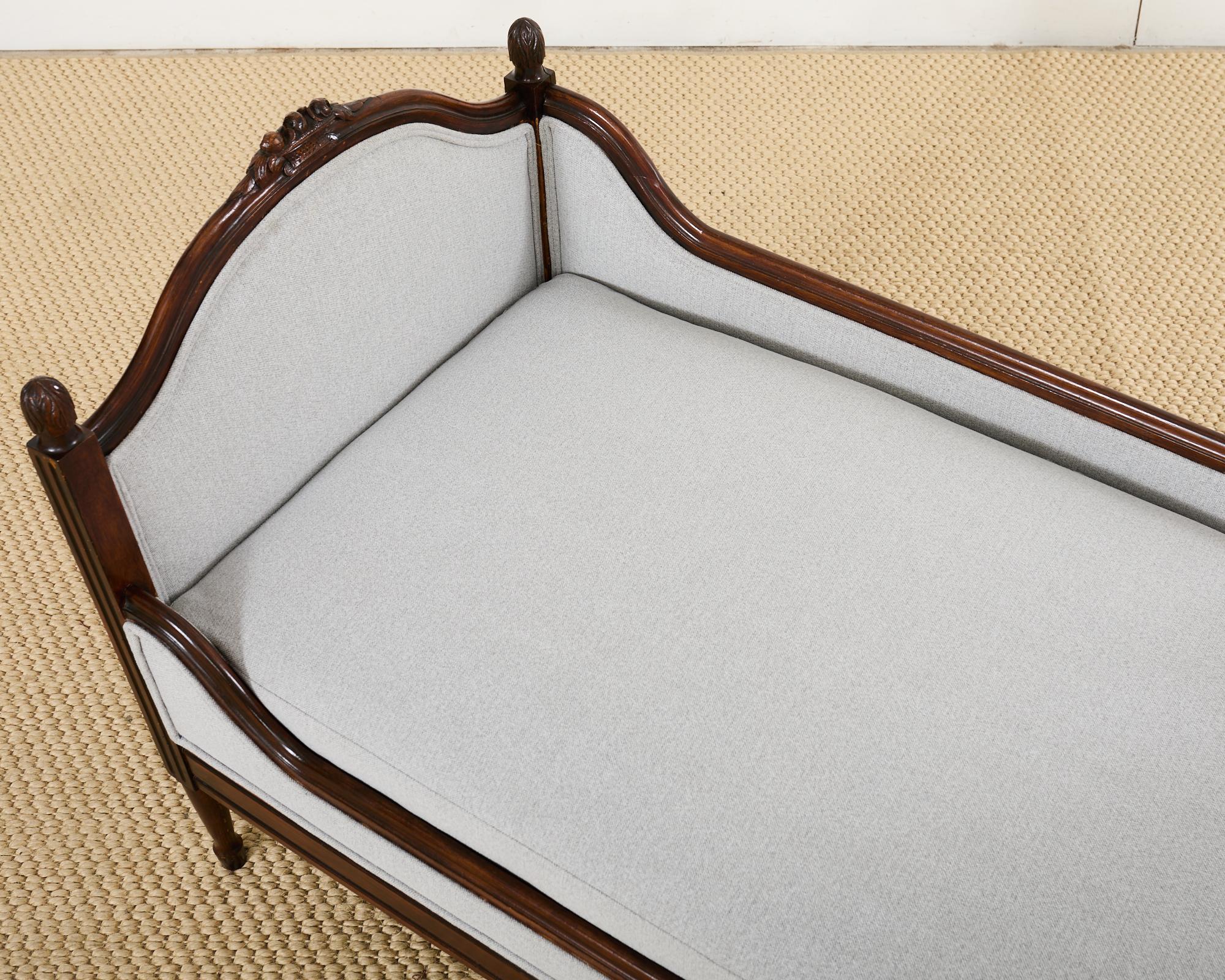 French Louis XVI Style Mahogany Bench or Diminutive Settee 4