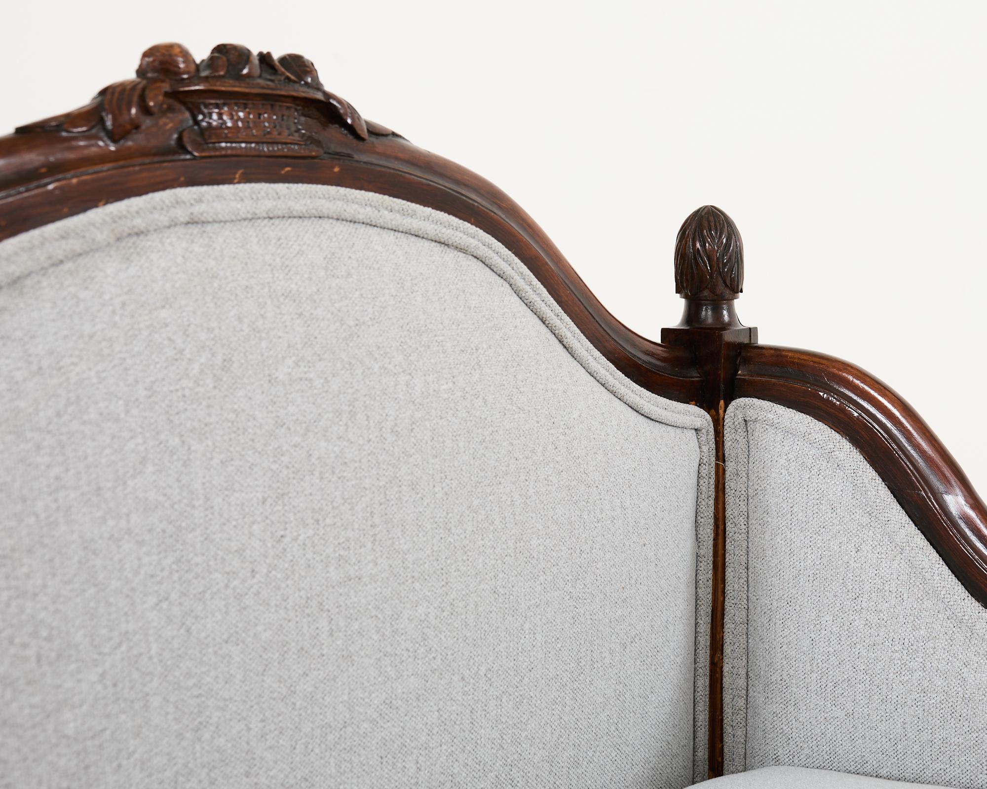 French Louis XVI Style Mahogany Bench or Diminutive Settee 6