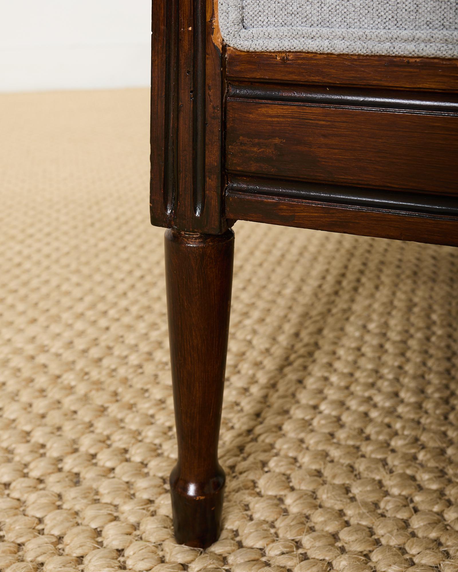 French Louis XVI Style Mahogany Bench or Diminutive Settee 8