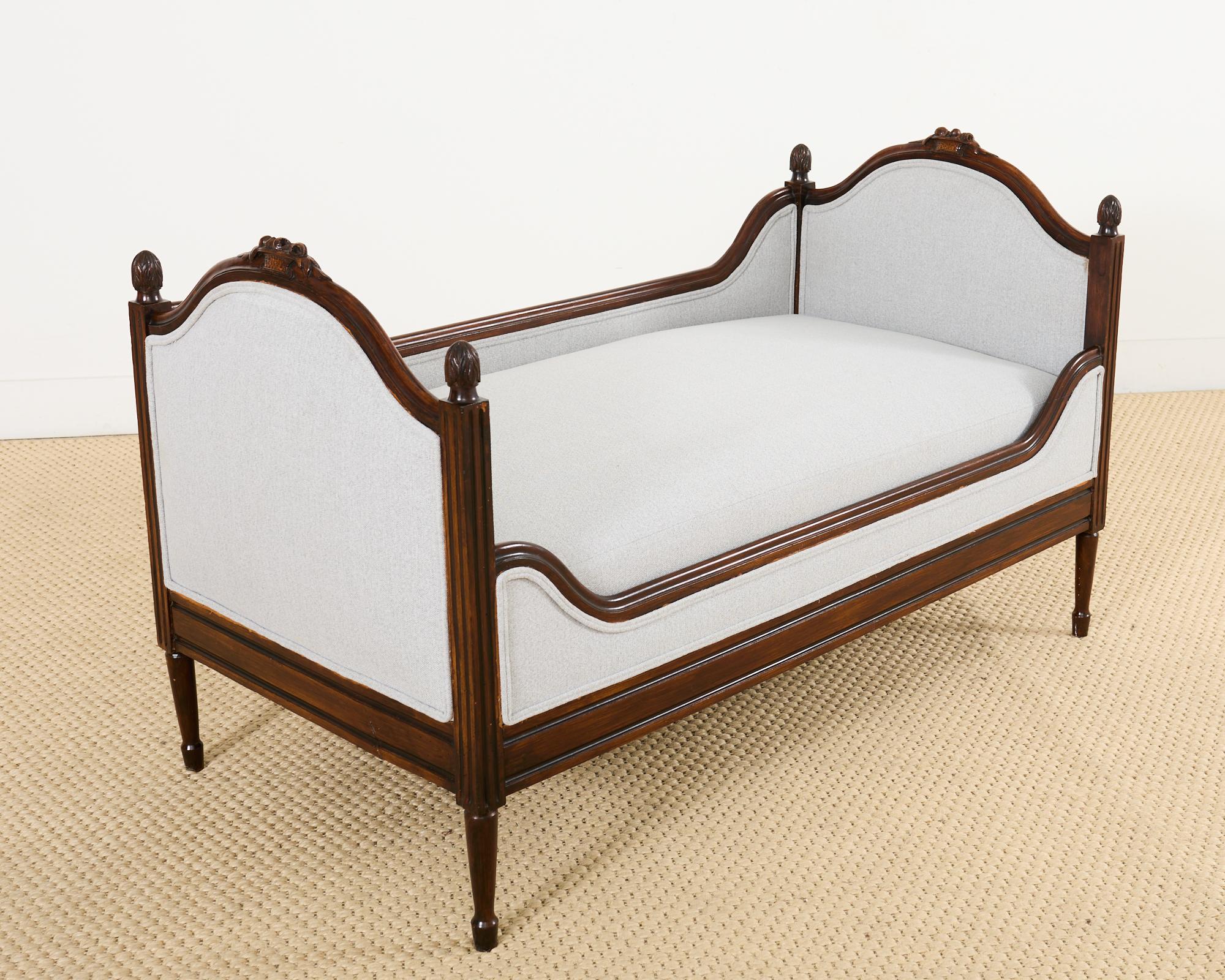 French Louis XVI Style Mahogany Bench or Diminutive Settee 10
