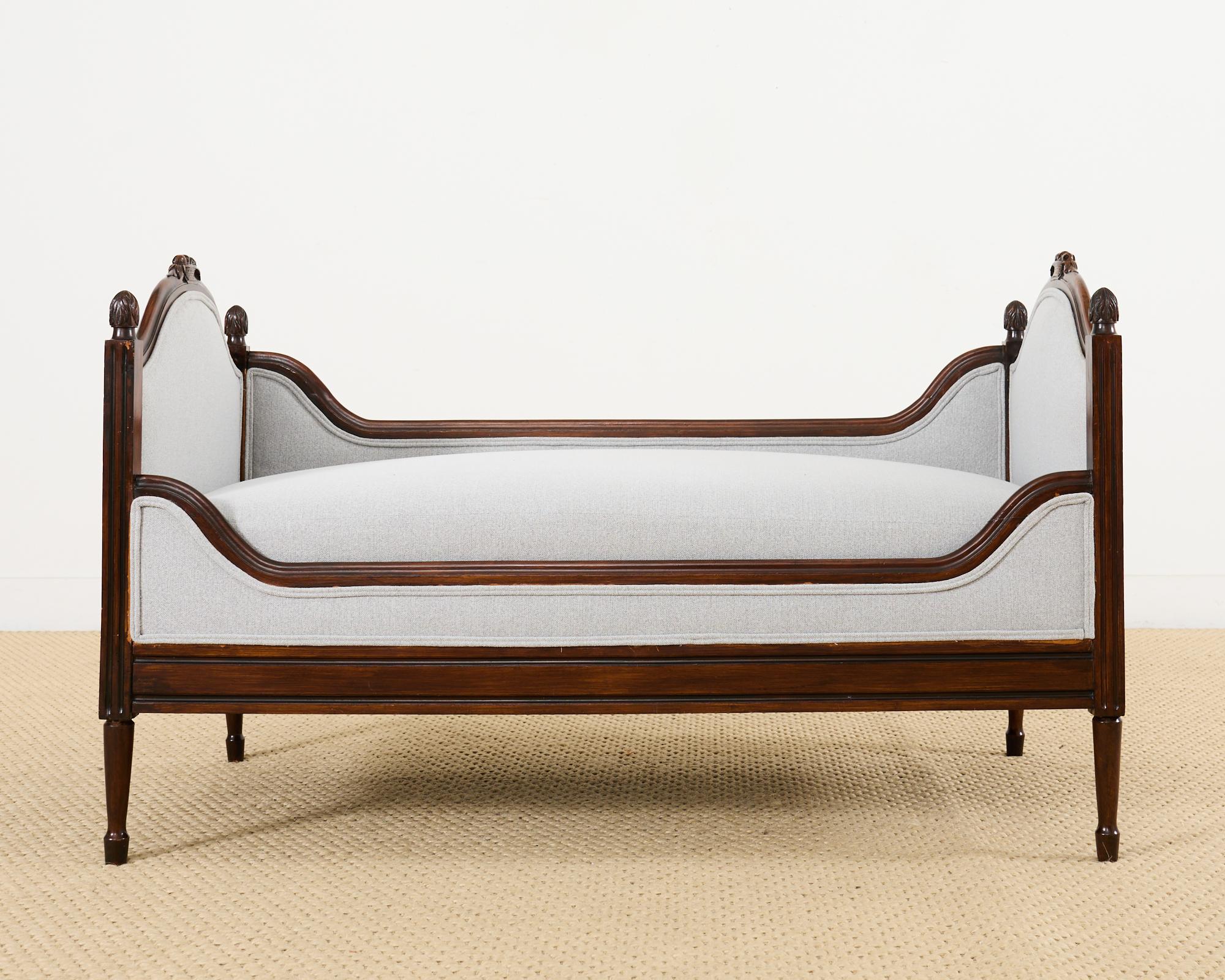 Hand-Crafted French Louis XVI Style Mahogany Bench or Diminutive Settee