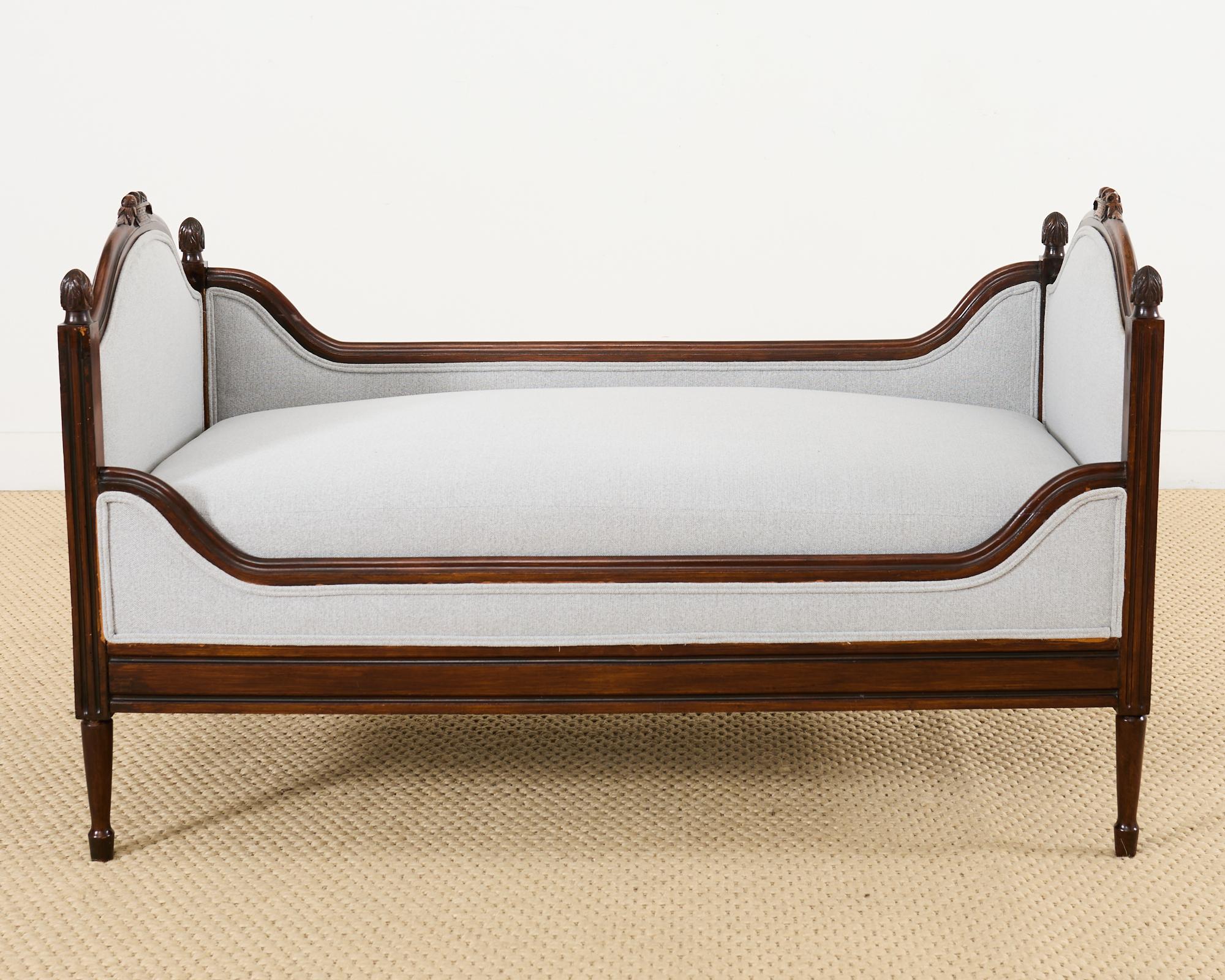 20th Century French Louis XVI Style Mahogany Bench or Diminutive Settee