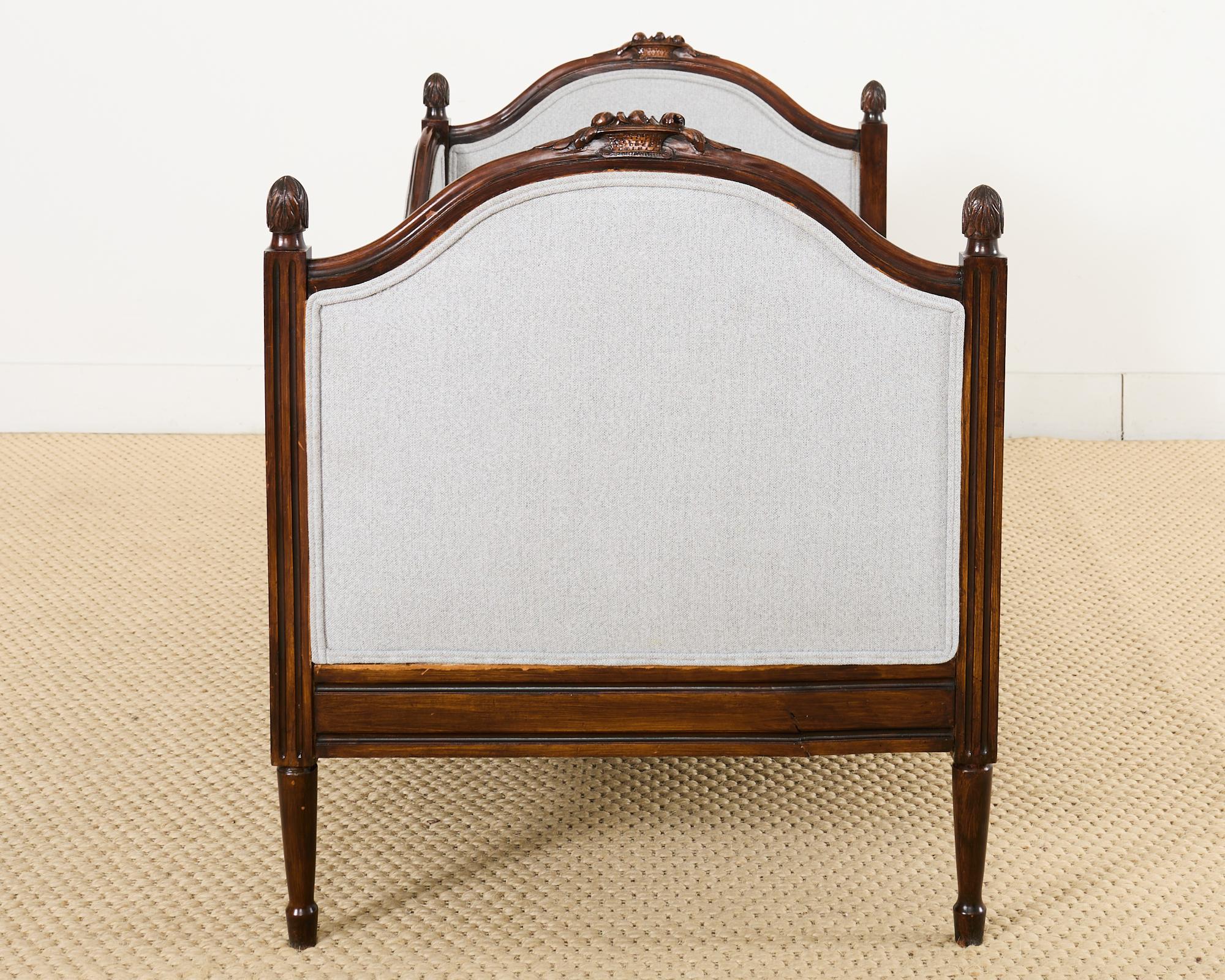 Fabric French Louis XVI Style Mahogany Bench or Diminutive Settee