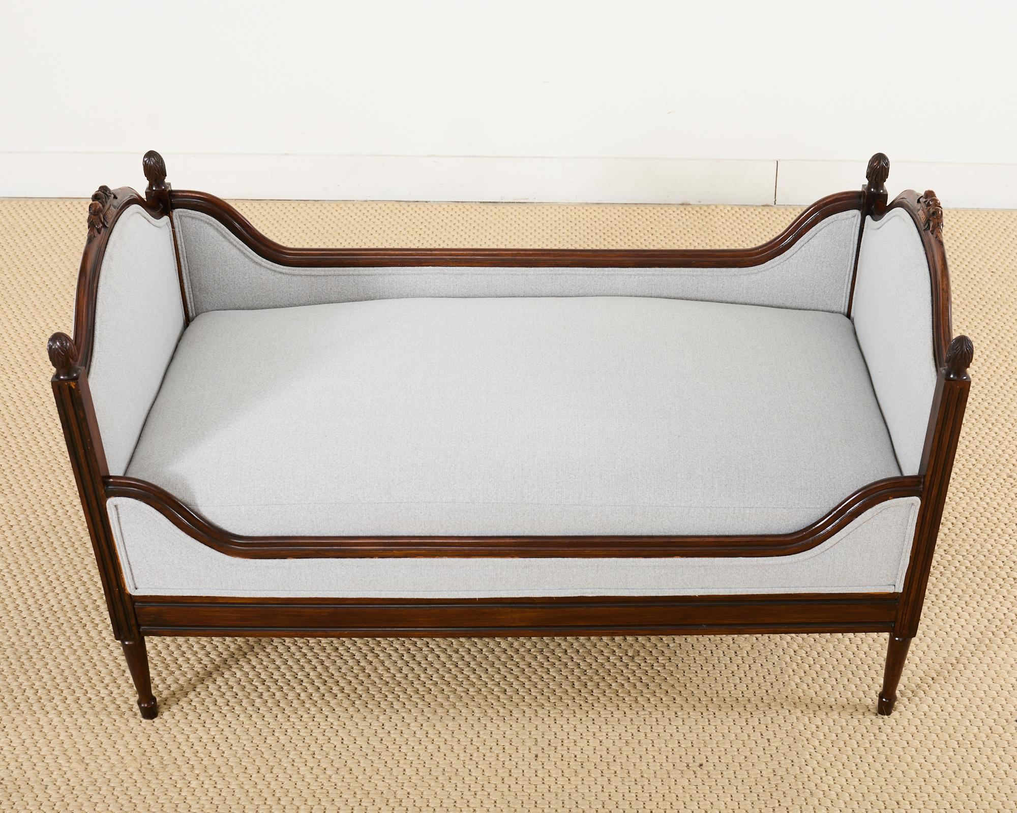 French Louis XVI Style Mahogany Bench or Diminutive Settee 1