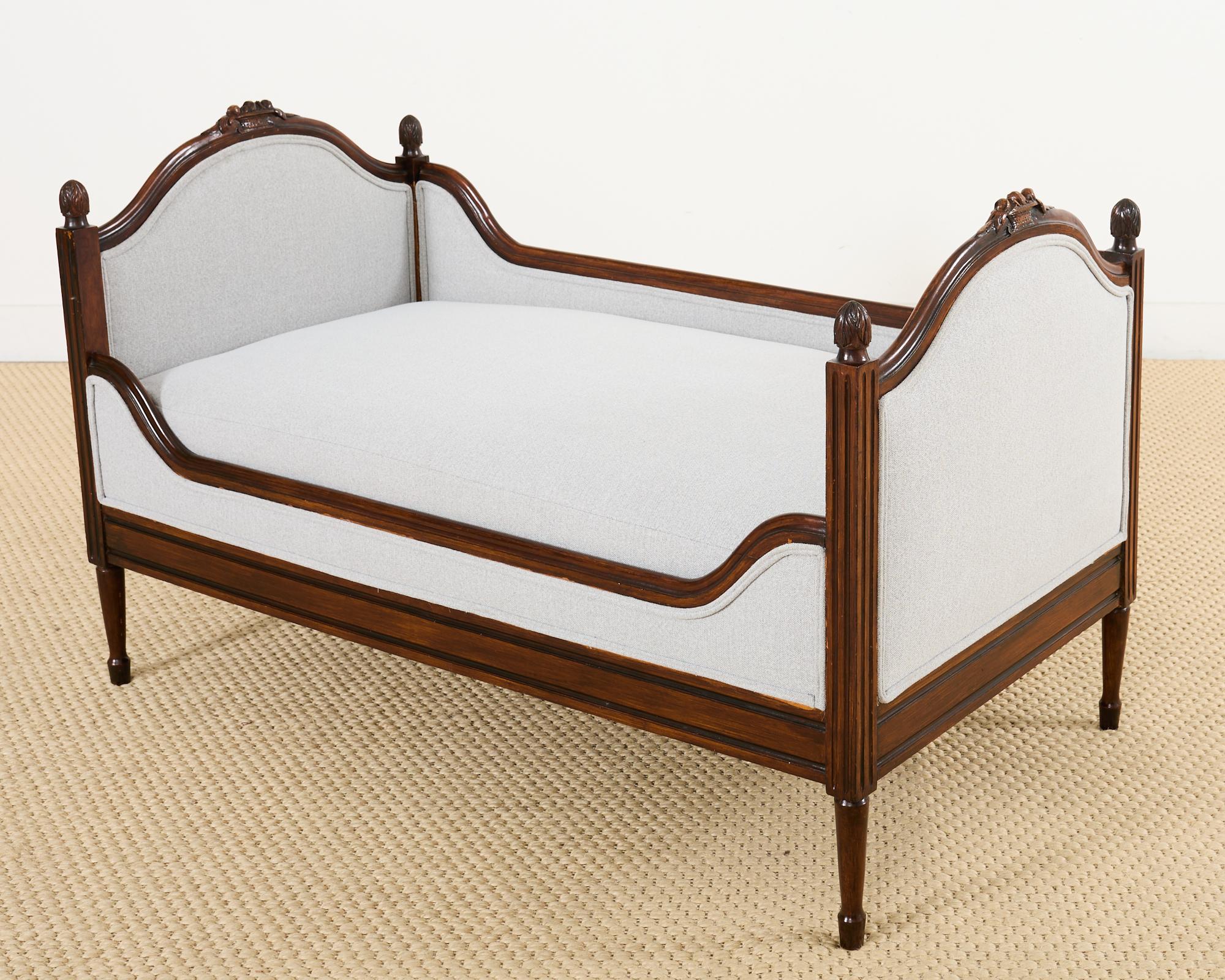 French Louis XVI Style Mahogany Bench or Diminutive Settee 2