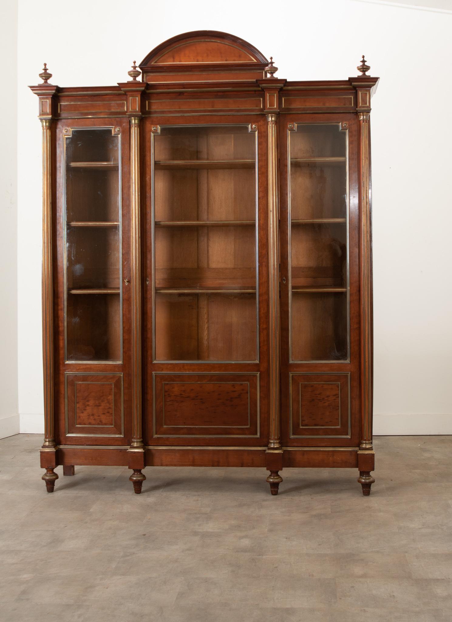 Hand-Carved French Louis XVI Style Mahogany Bibliotheque For Sale