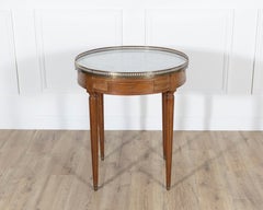 French Louis XVI-Style Mahogany Bouillotte Table with Carrara Marble Top
