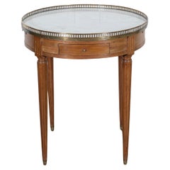 French Louis XVI-Style Mahogany Bouillotte Table with Carrara Marble Top