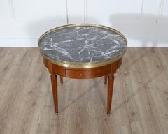 French Louis XVI-Style Mahogany Bouillotte Table with Marble Top, Early 20th Cen