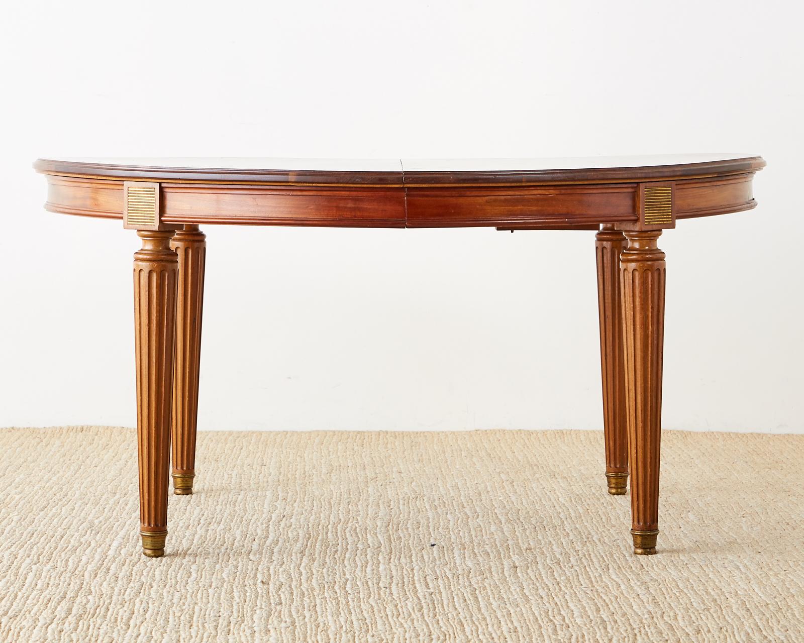 Hand-Crafted French Louis XVI Style Mahogany Bronze Oval Dining Table