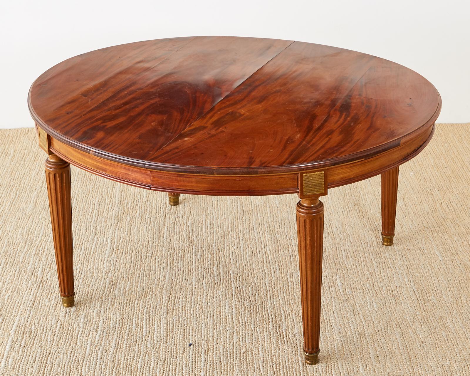 French Louis XVI Style Mahogany Bronze Oval Dining Table In Fair Condition In Rio Vista, CA