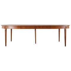 French Louis XVI Style Mahogany Bronze Oval Dining Table