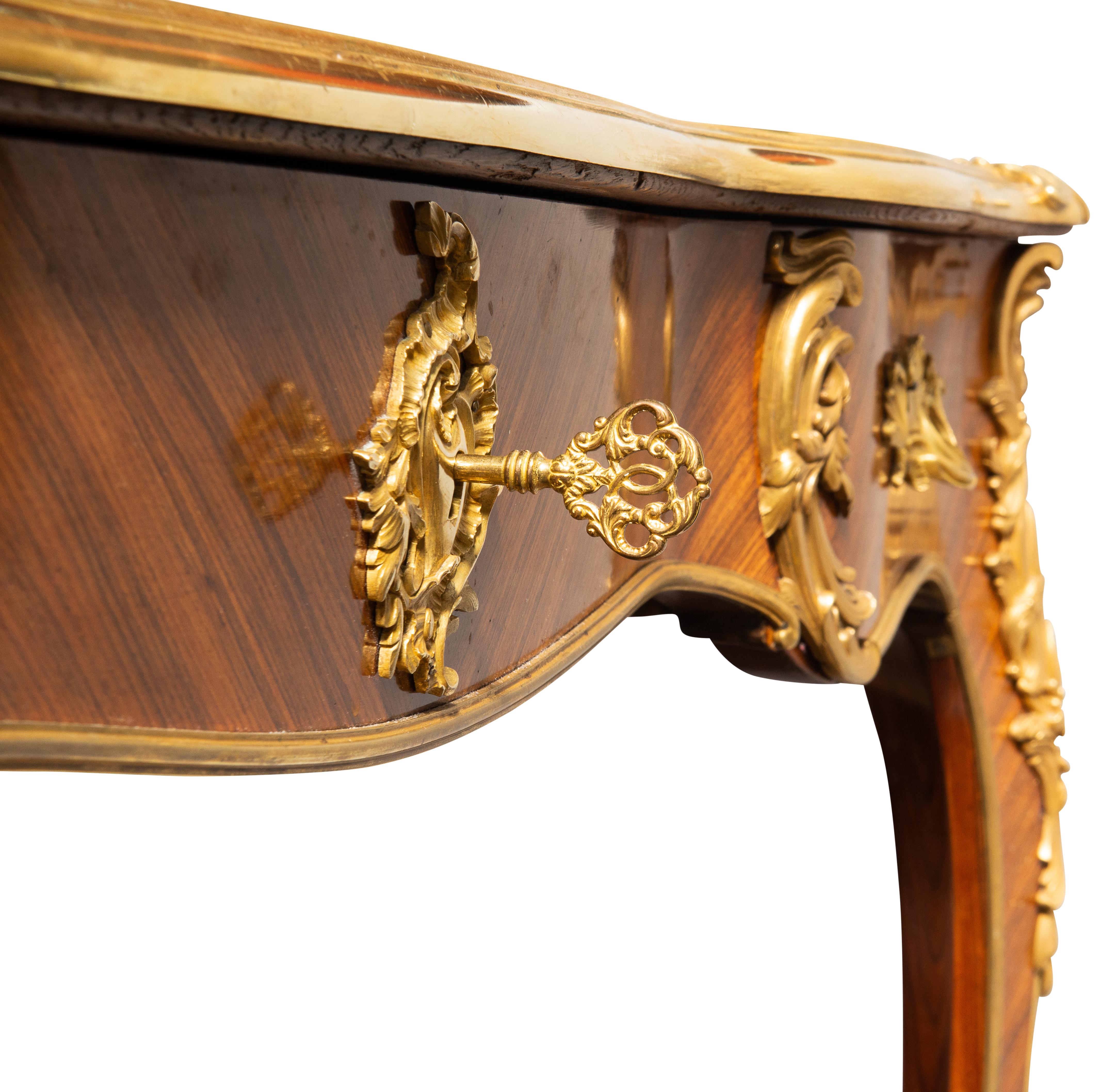 French Louis XVI Style Mahogany Bureau Plate by Krieger In Good Condition For Sale In Brighton, Sussex