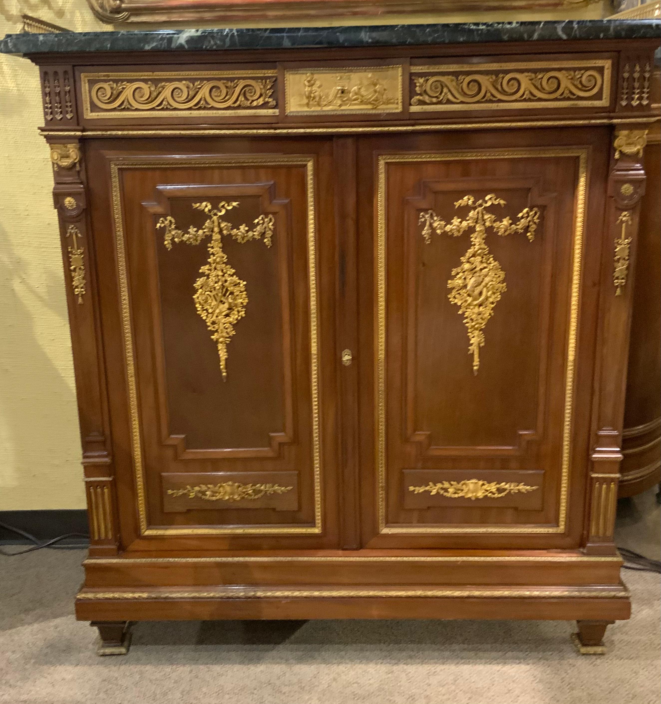 French Louis XVI-Style Mahogany Cabinet with Fine Bronze Dore Mounts For Sale 6