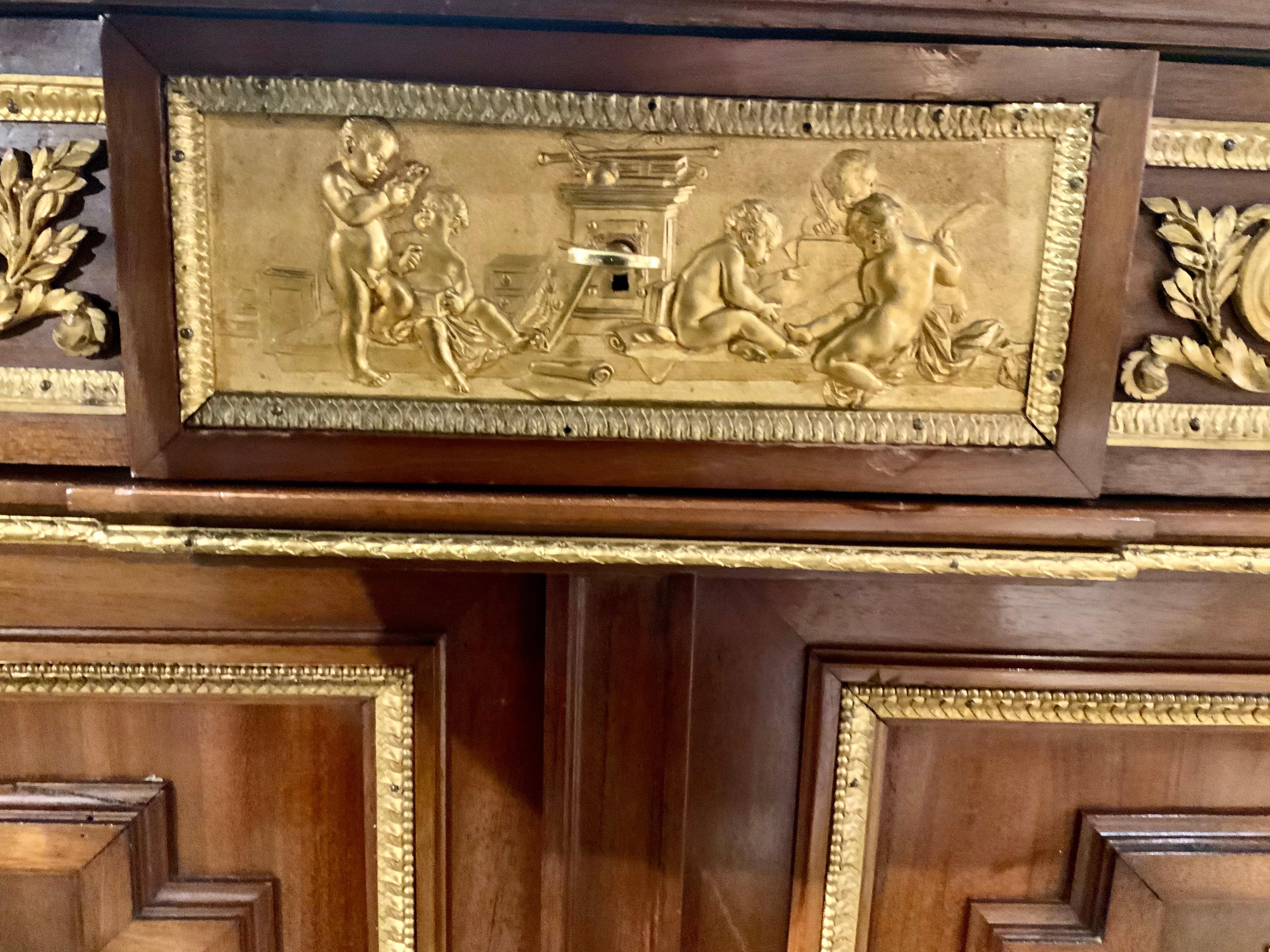 French Louis XVI-Style Mahogany Cabinet with Fine Bronze Dore Mounts For Sale 5