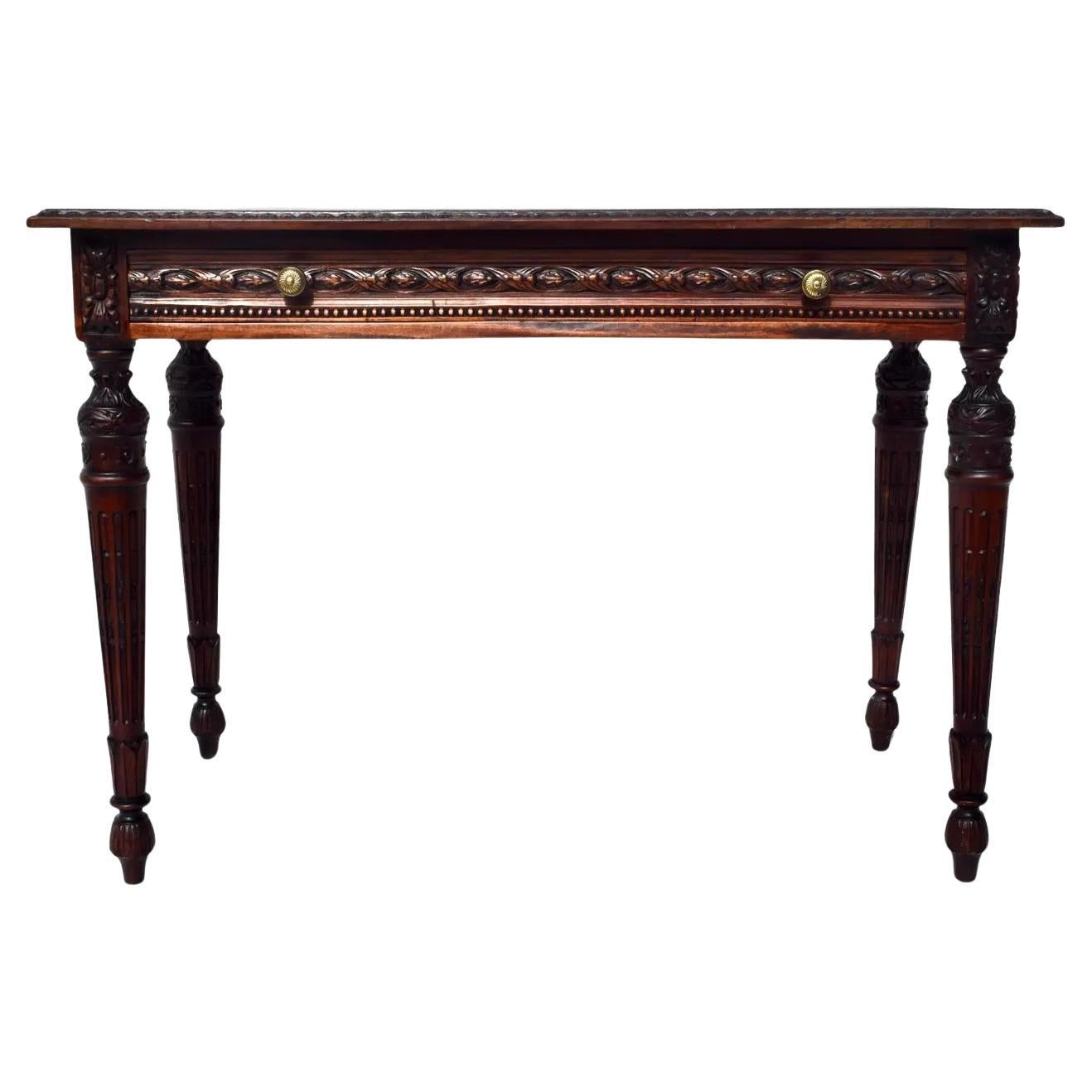French Louis XVI Style Mahogany Carved Desk