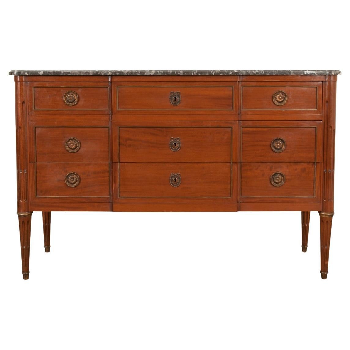 French Louis XVI Style Mahogany Commode For Sale