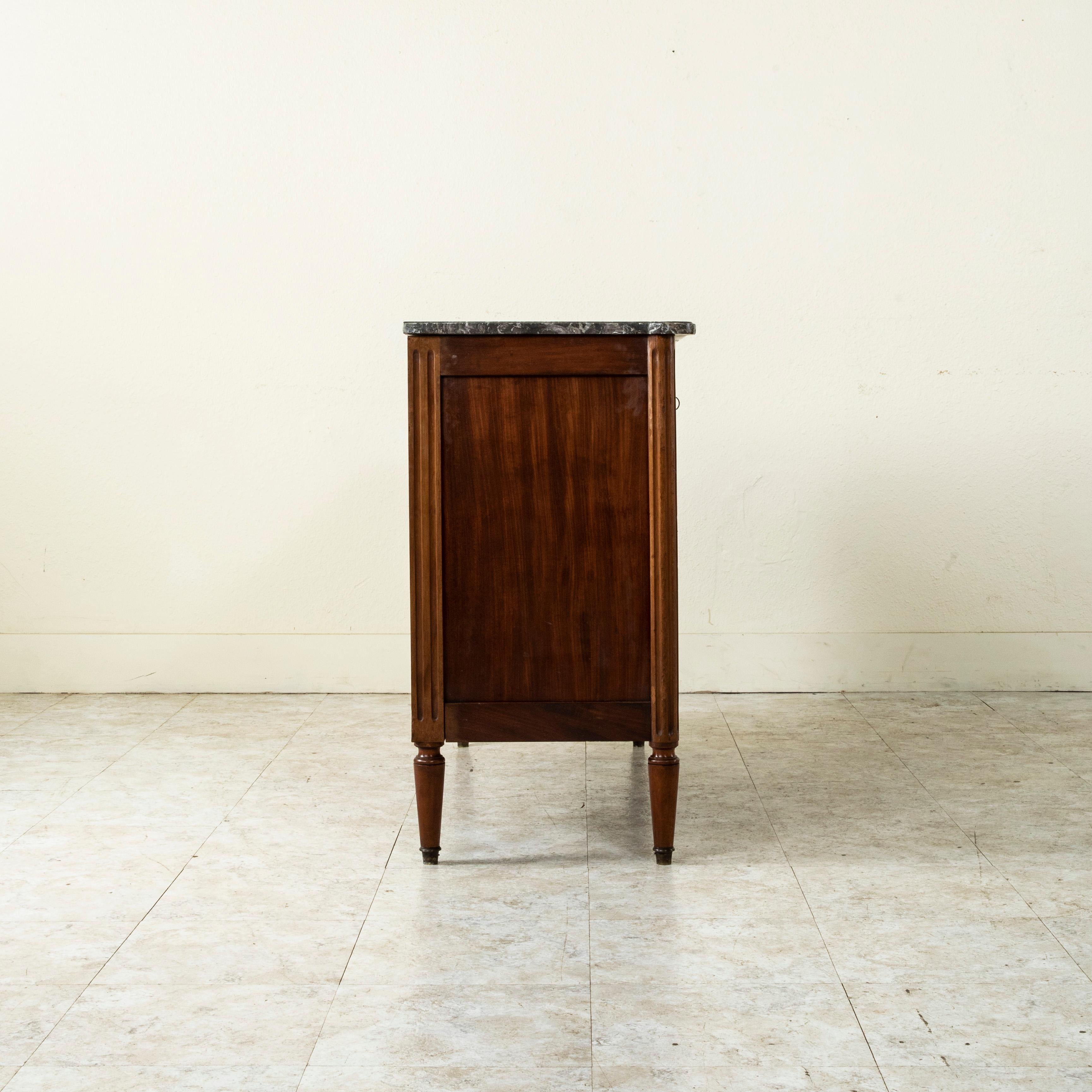 French Louis XVI Style Mahogany Commode or Chest, Marble Top 1