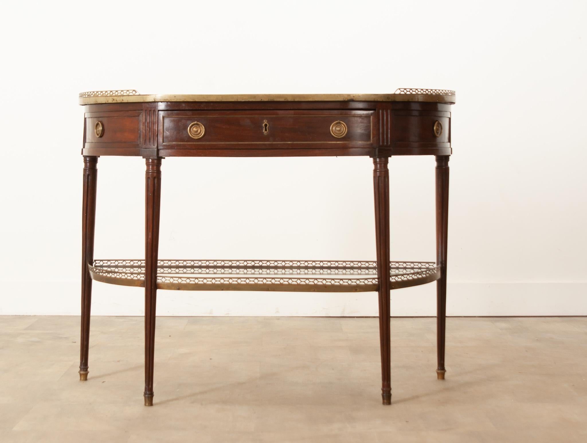 Hand-Crafted French Louis XVI Style Mahogany Console Table For Sale