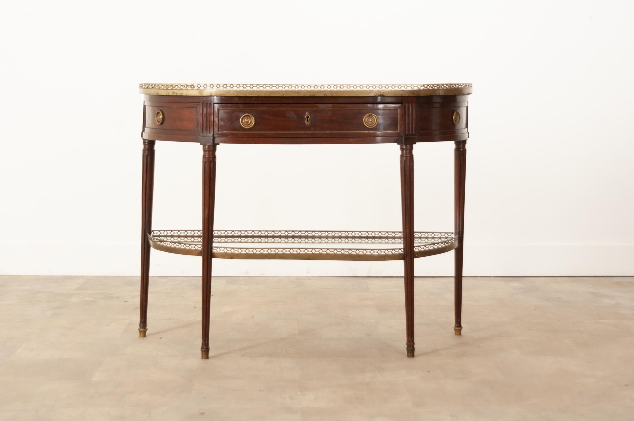 French Louis XVI Style Mahogany Console Table In Good Condition In Baton Rouge, LA