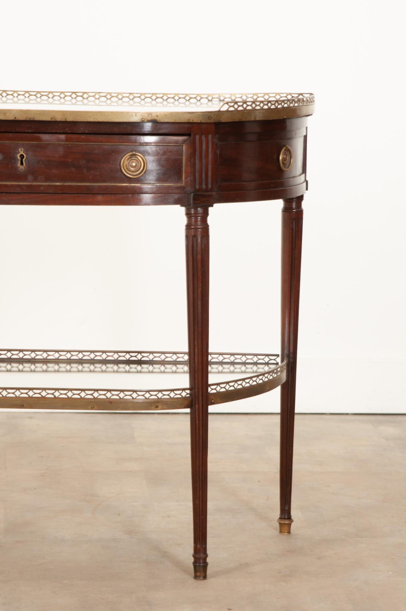 Metal French Louis XVI Style Mahogany Console Table For Sale