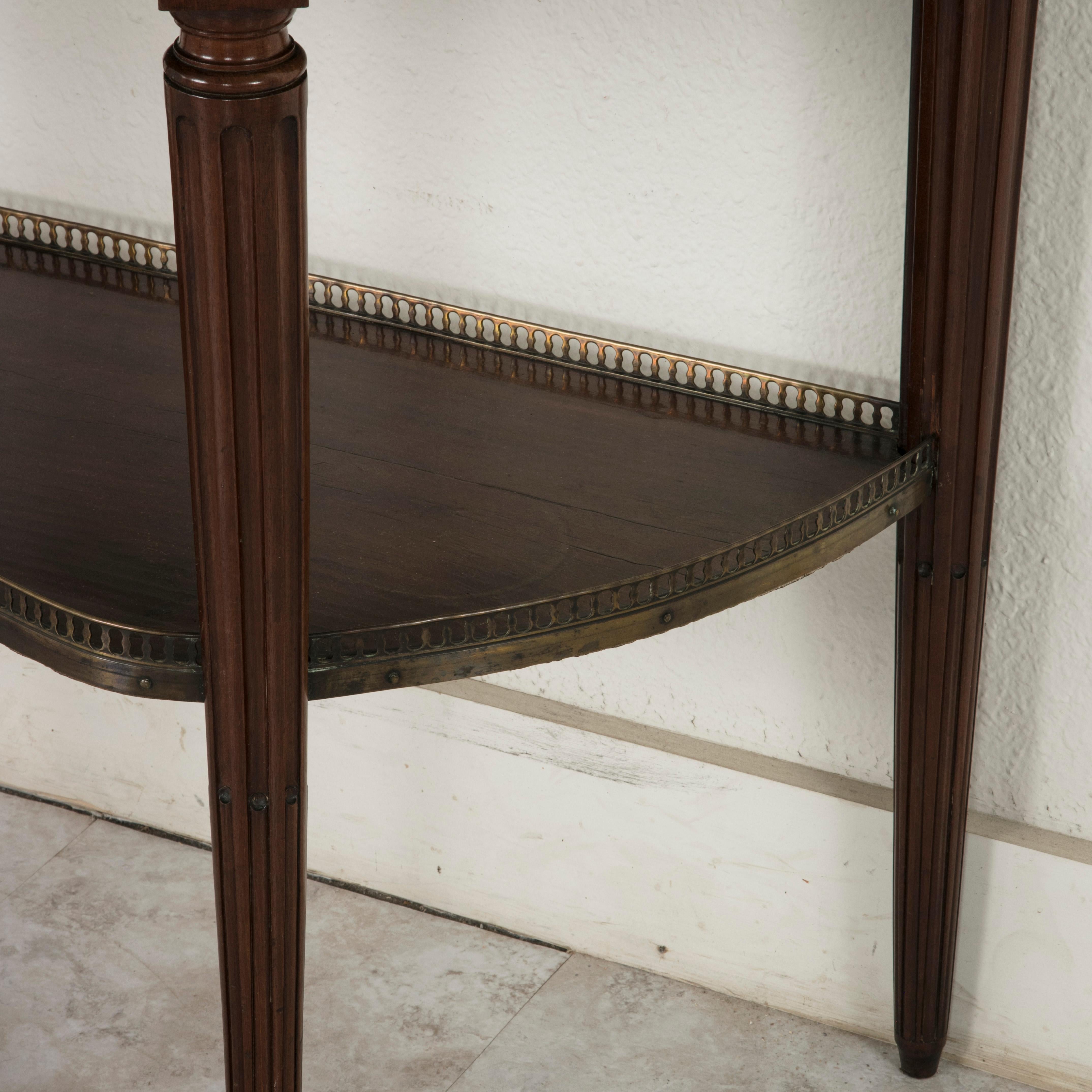 French Louis XVI Style Mahogany Demilune Console Table, Marble Top, circa 1900 4