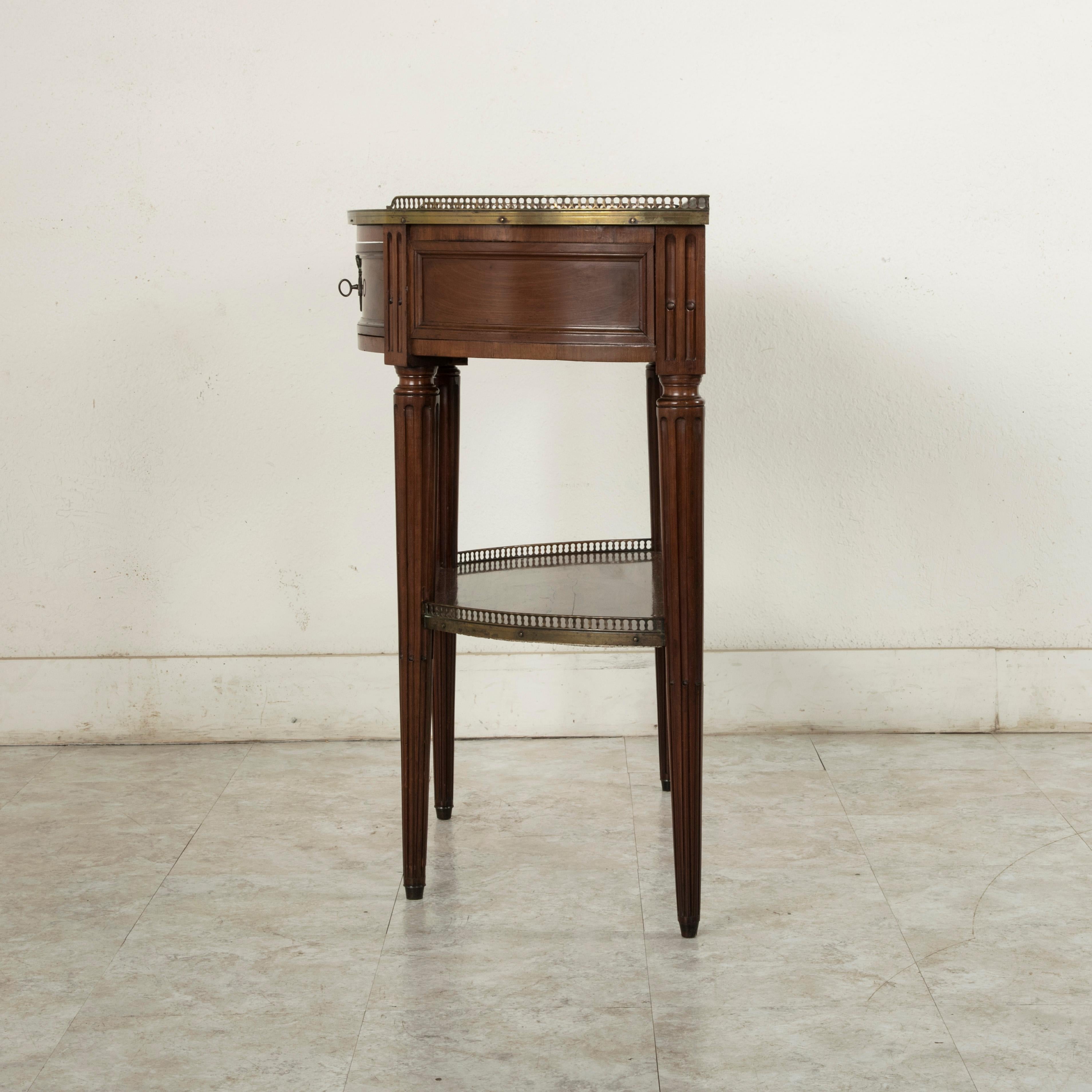 Early 20th Century French Louis XVI Style Mahogany Demilune Console Table, Marble Top, circa 1900